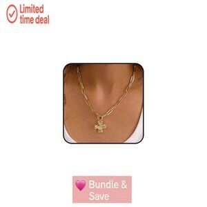 Chunky Cross Pendant Necklace, Adjustable Chain, Religious Jewelry Gift